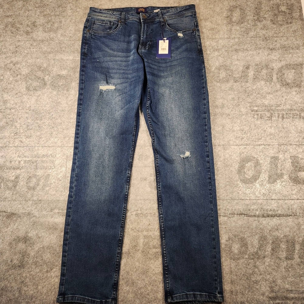 Cavalli Class Slim-Straight Jeans Blue Denim Men 33x31.5 Stretch Distressed